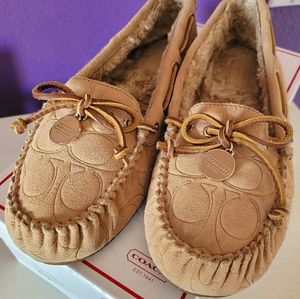 Coach Light Camel Shearling Moccasins Size 9